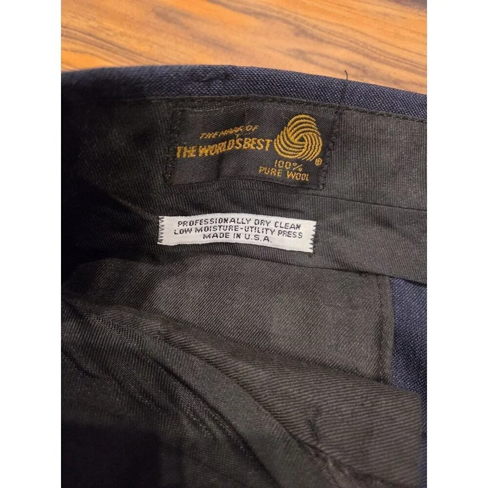 Vtg Hunter Haig Men’s 2 Piece Wool Suit 48 Navy Subtle Pinstripe Union Made USA - Picture 10 of 16